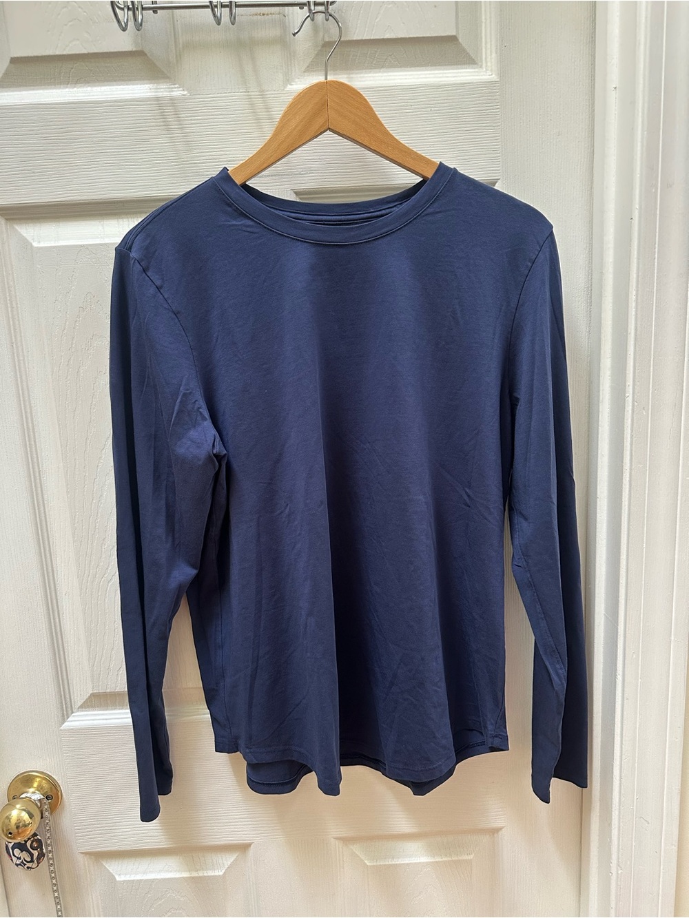 Lululemon Classic Long-Sleeve Crew Neck Top Navy blue 12 cotton stretch